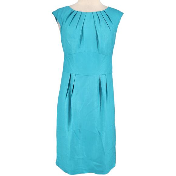 Trina Turk Pleated Neckline Sheath Dress Blue - Picture 1 of 7